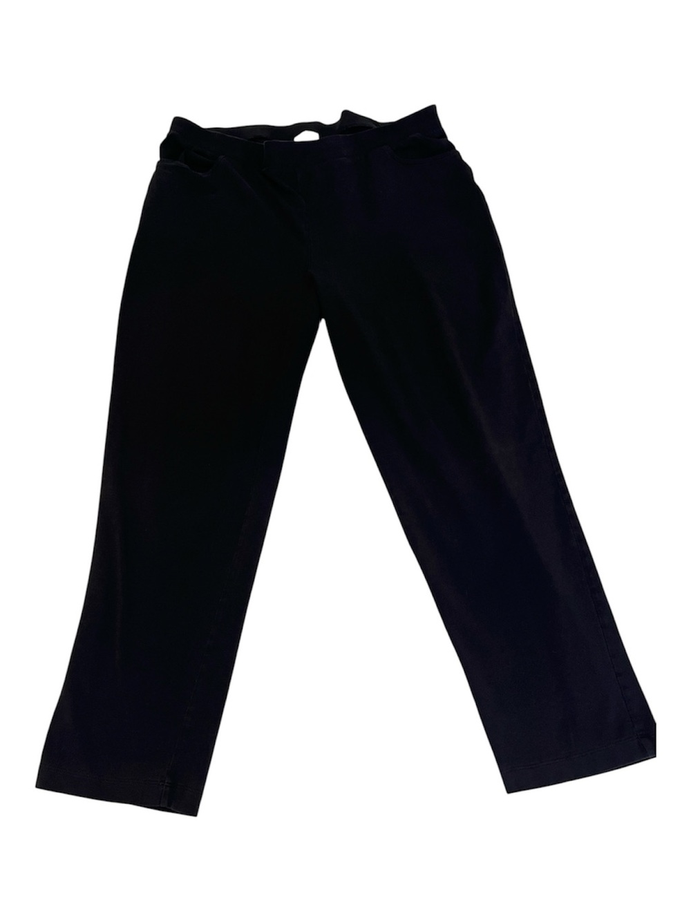 Chicos Size 2/L/12 Women’s Black Cotton Stretch Casual Pants with pockets EUC